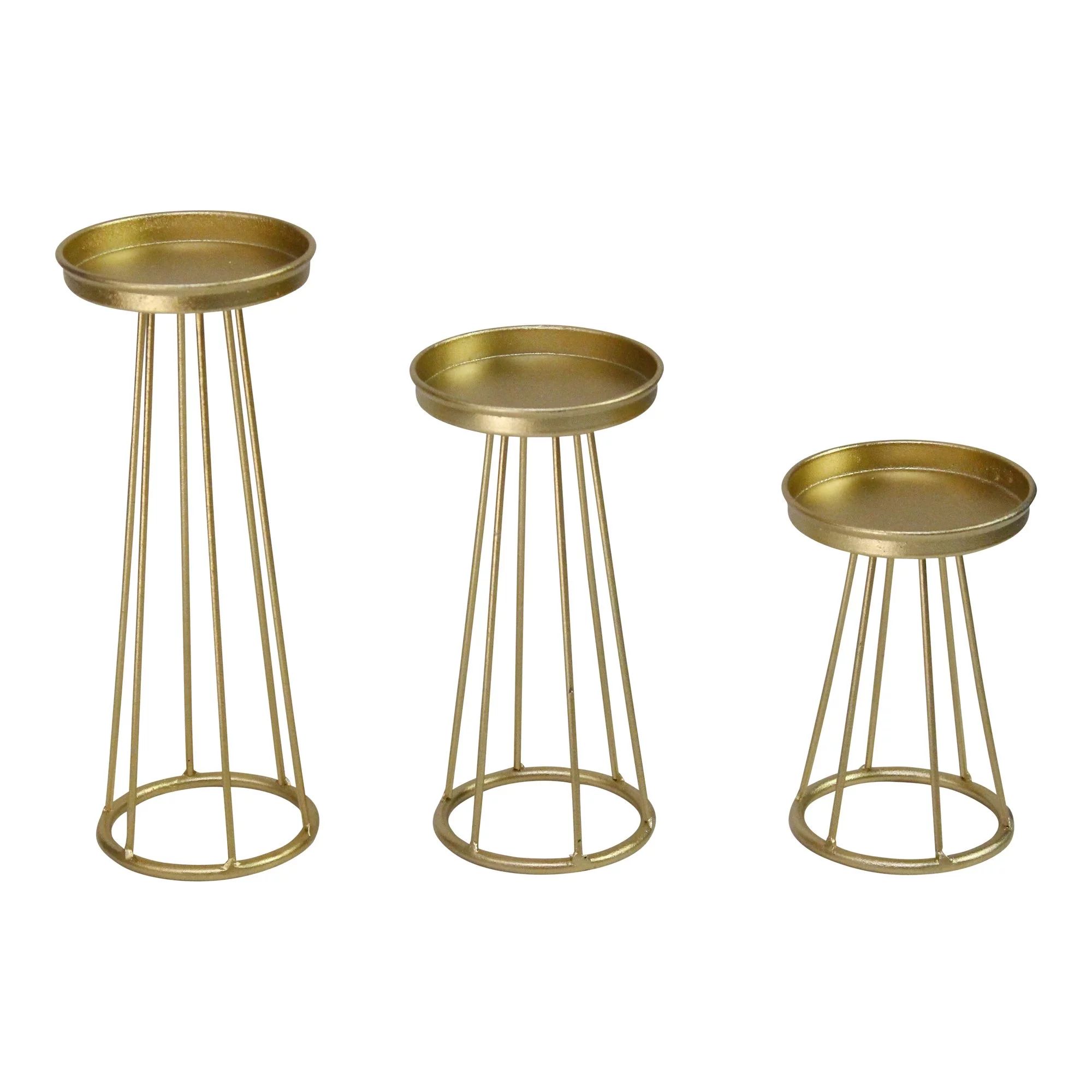 Stratton Home Decor Set of 3 Gold Metal Soho Candlestick | Walmart (US)