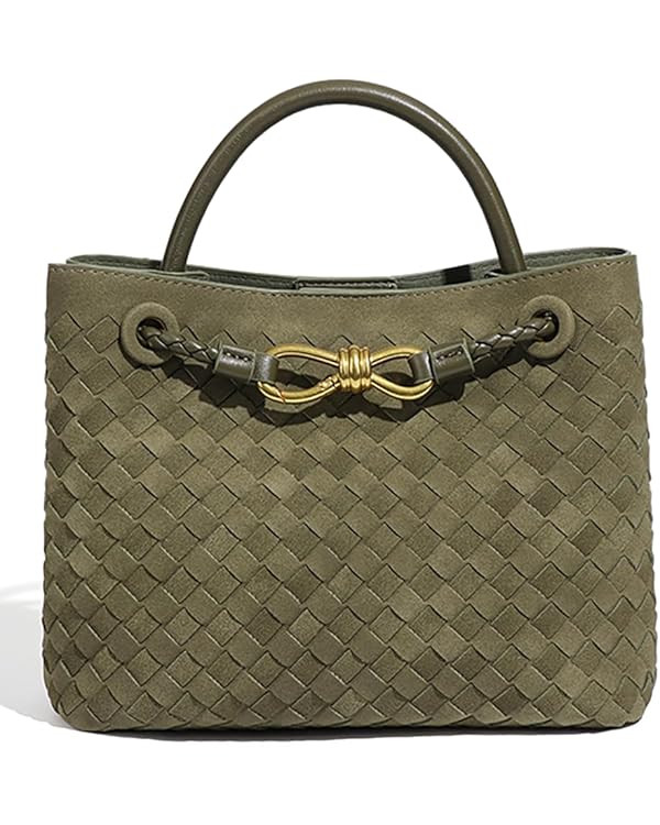 Suede Woven Tote Bag for Women PU Leather Hobo Bags Casual Crossbody Purse Shoulder Satchel Bag T... | Amazon (US)