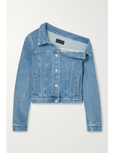RtA - Rebecca Off-the-shoulder Denim Jacket - Blue | NET-A-PORTER (US)