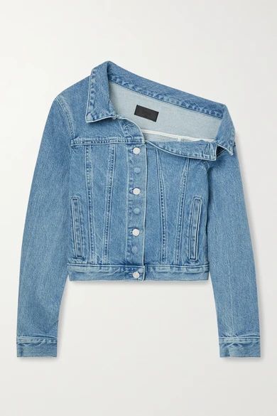 RtA - Rebecca Off-the-shoulder Denim Jacket - Blue | NET-A-PORTER (US)