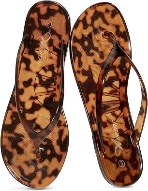 Athlefit Women's Jelly Flip Flops Summer Beach Thong Sandals Leopard Size 8 | Amazon (US)