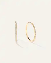 14K Gold Diamond Pave Hoops | Quince