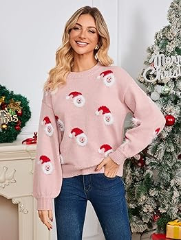SunnyMelody Women's Cute Christmas Sweater,Santa Hat Snowman Pattern Knit Pullovers,2025 Funny Ho... | Amazon (US)