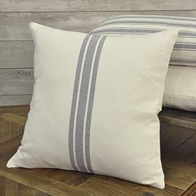 Piper Classics Market Place Gray Grain Sack Ticking Stripe Pillow Cover, 20" x 20", Farmhouse Dé... | Amazon (US)