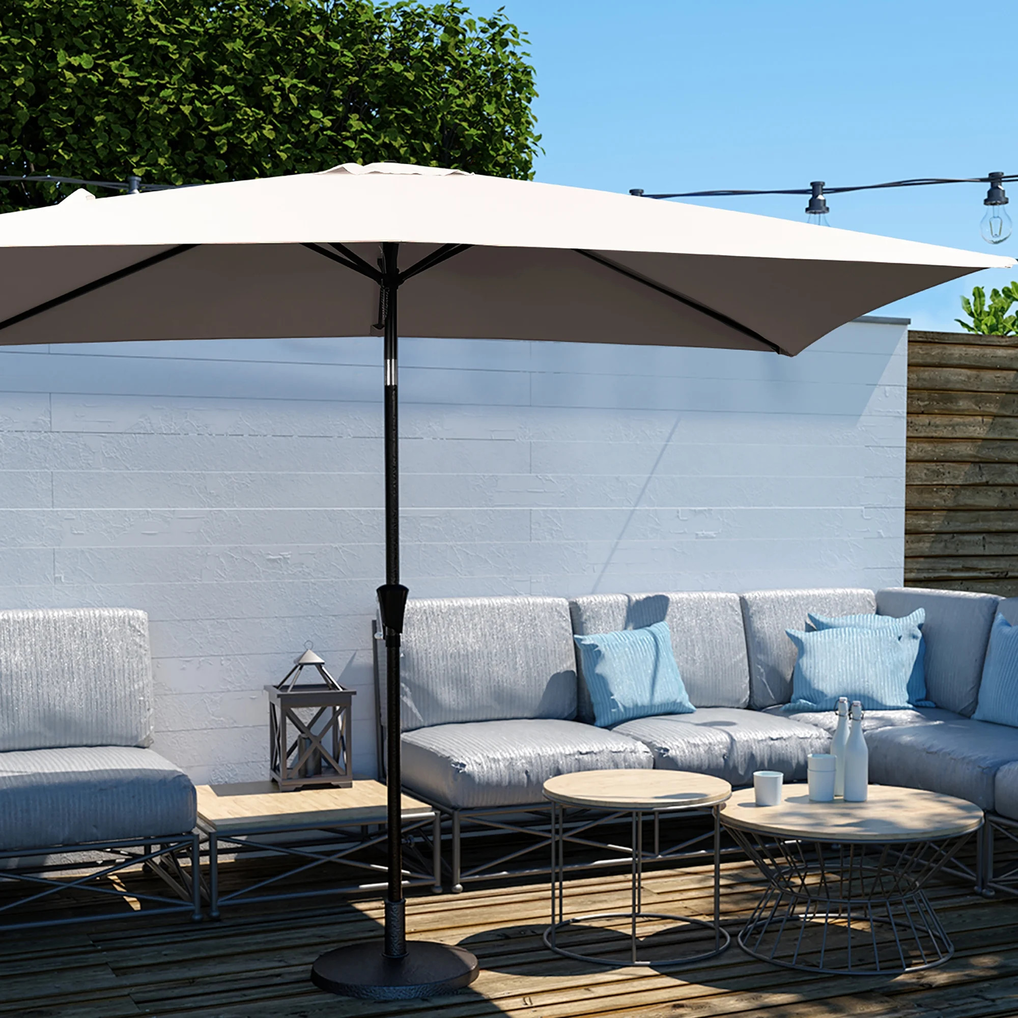 Serwall 6.5' x 10' Rectangular Patio Umbrellas, Outdoor Umbrella for Chair, Beige | Walmart (US)