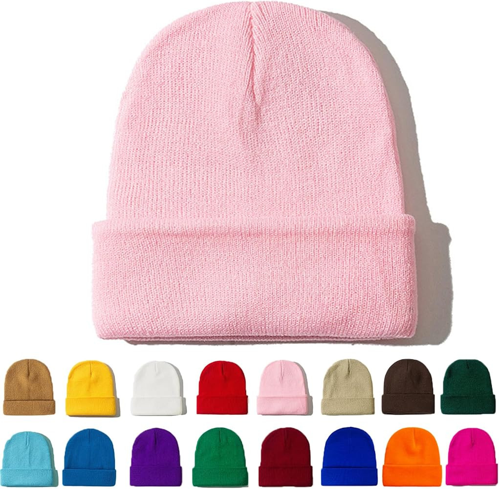 ZOORON Beanie for Women Men Unisex Cuffed Plain Skull Knit Hat Soft Fisherman Beanies Winter Hats | Amazon (US)