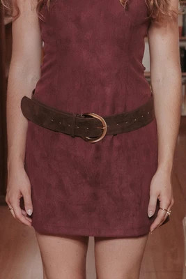 Paulina Suede Belt - Chocolate | Petal & Pup (US)