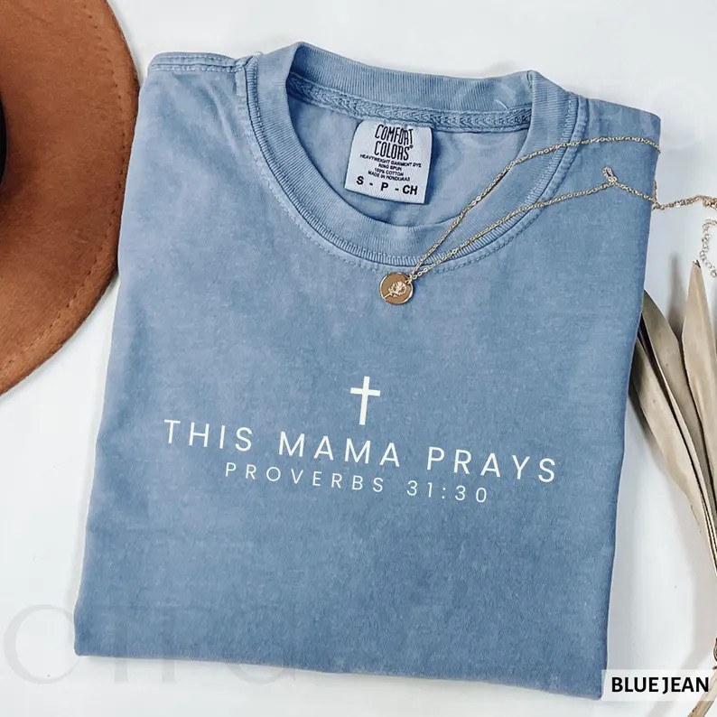 This Mama Prays Comfort Colors Christian Mom Shirt Gift For Mothers Day | Etsy (US)