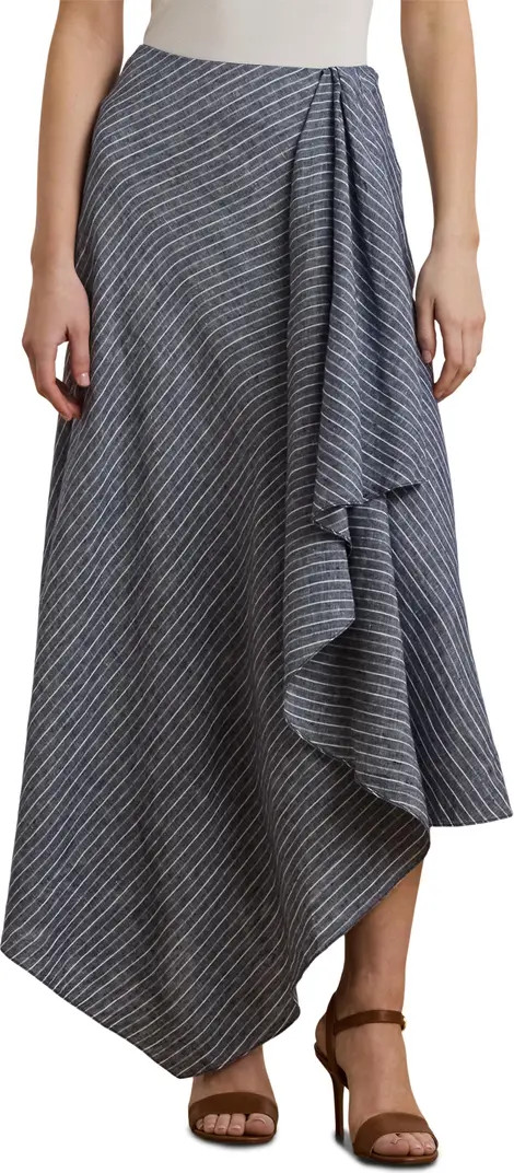 Lauren Ralph Lauren Stripe Handkerchief Hem A-Line Linen Skirt | Nordstrom | Nordstrom