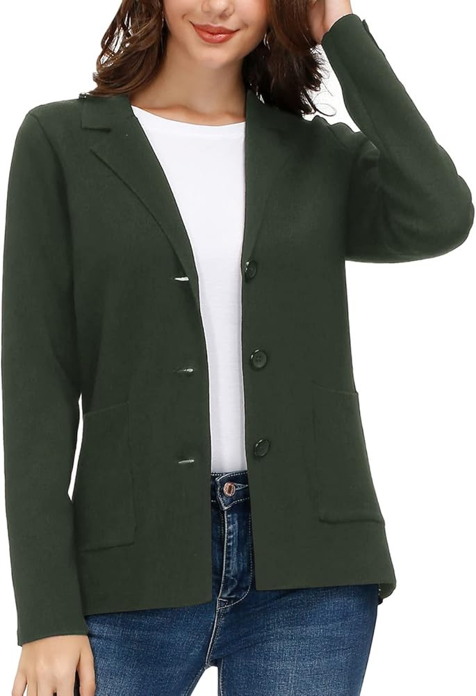 Women's Long Sleeve Casual Blazer Work Office Bussiness Jacket with Pocket | Amazon (US)
