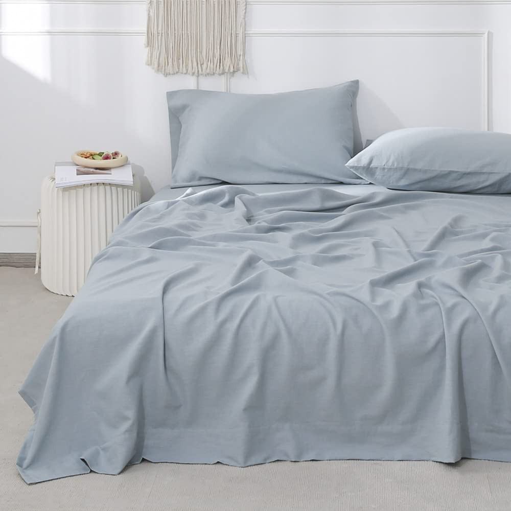 Simple&Opulence Belgian Linen Sheet Set Solid Color - 4 Pieces (1 Flat Sheet, 1 Fitted Sheet & 2 ... | Amazon (US)