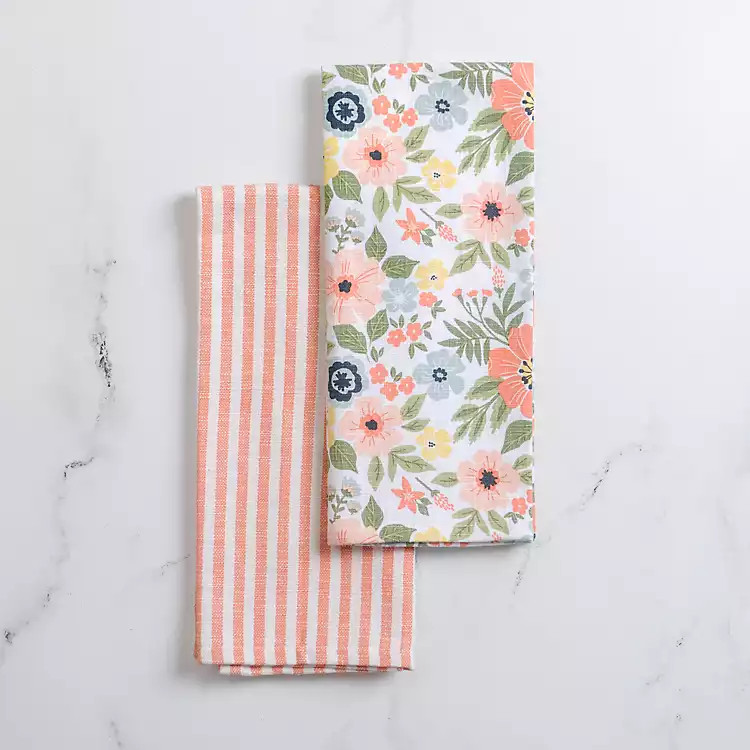 Bright Poppy Print Kitchen Towels, Set of 2 | Kirkland's Home