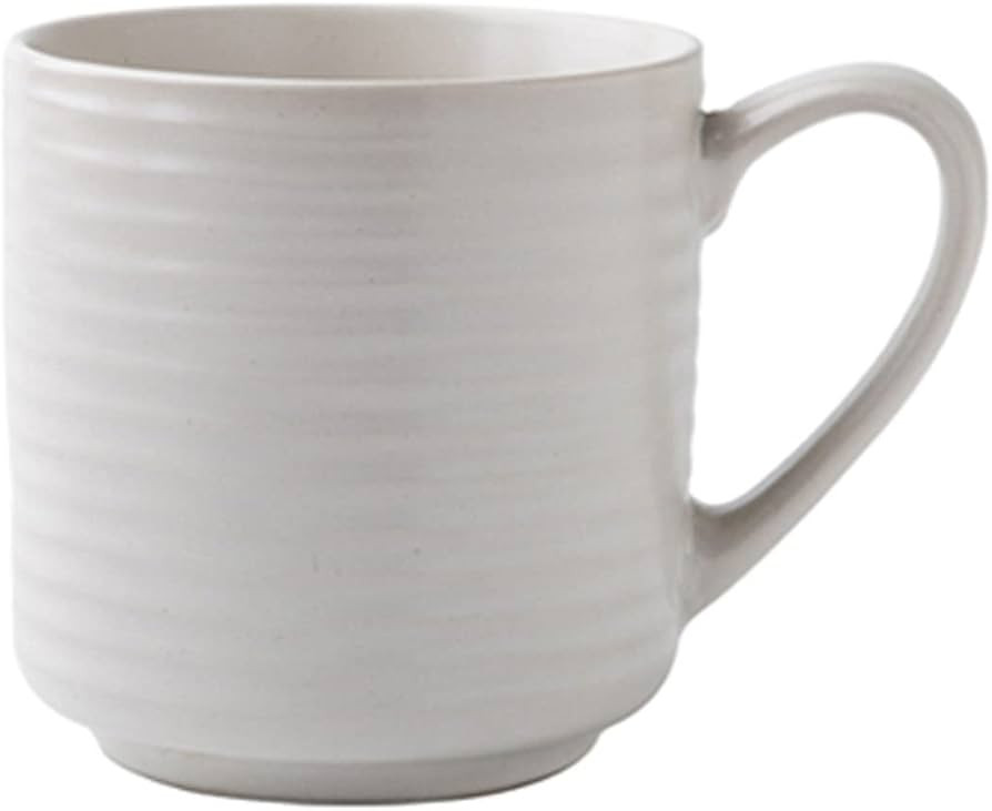 American Vintage Threaded Ceramic Mug, Matte Glazed Coffee Mug, Simple White Large Milk Tea Mug, ... | Amazon (US)