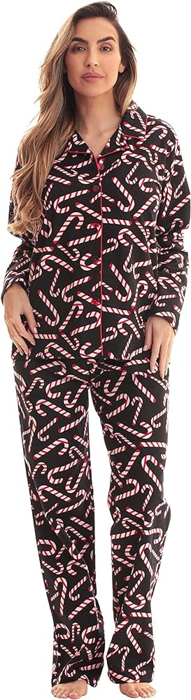 #followme Printed Flannel Button Front PJ Pant Set | Amazon (US)
