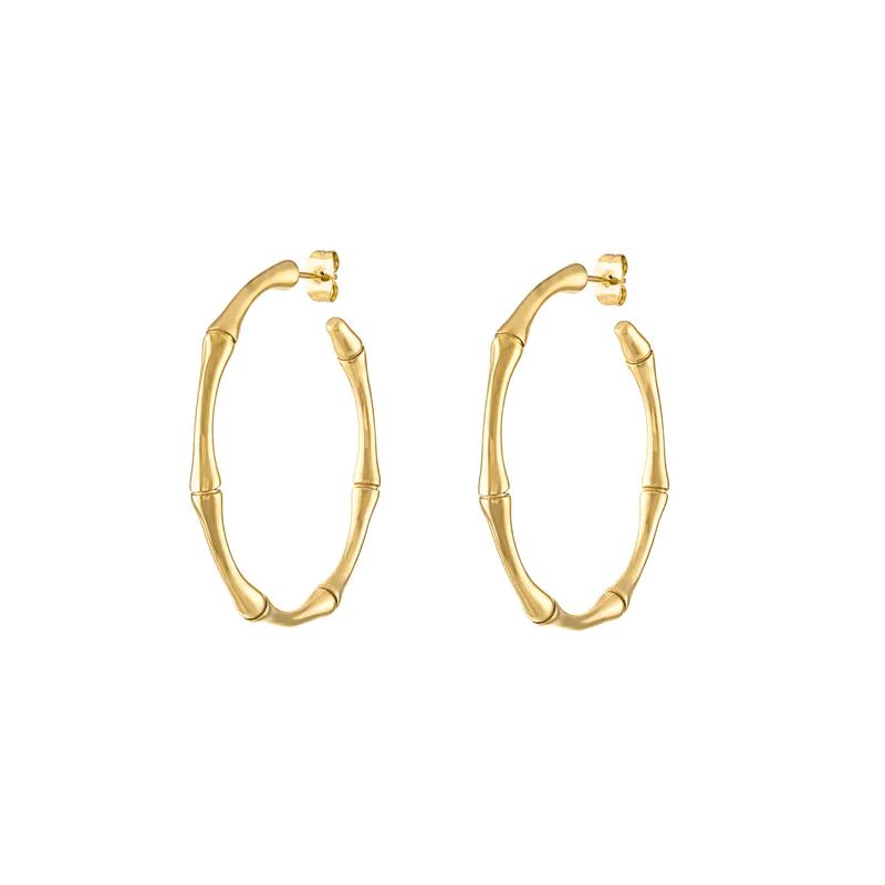 Olivia Le Gianna Bamboo Hoop Earrings - Gold | Verishop