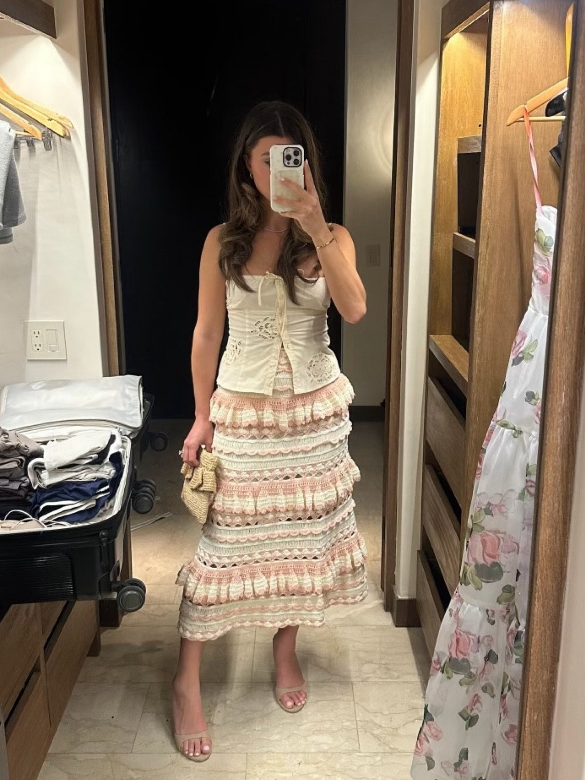 Cabo night 1🥂My exact skirt is almost sold out! Grab it while you can! 

Skirt size 0
Top size xs (little tight) 
Shoes tts
 

#LTKStyleTip