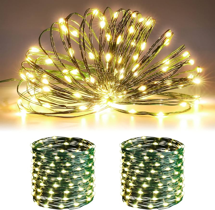 SUNILLUMA USB Powered Fairy Lights, 2 Packs 33ft 100 LED String Lights, Warm White Plug in Starry... | Amazon (US)