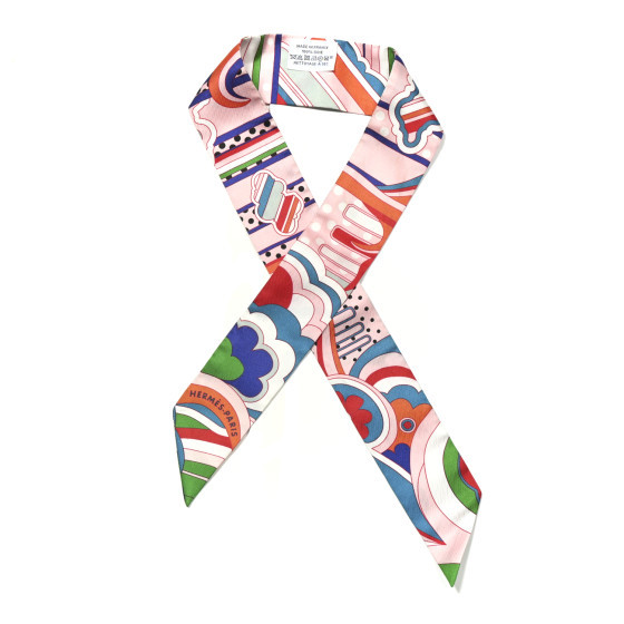 HERMES Silk Faubourg Rainbow Twilly Rose Pale Rouge Vert | FASHIONPHILE | FASHIONPHILE (US)