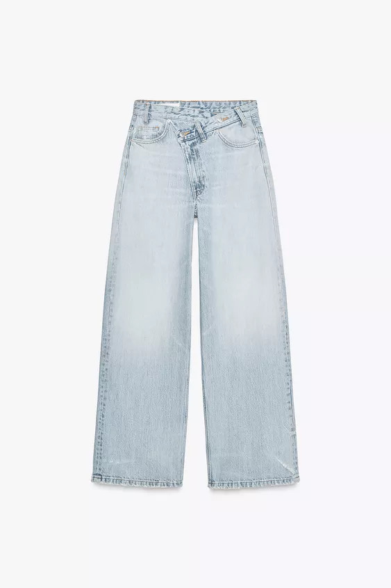 TRF HIGH-WAIST WIDE LEG CROSSOVER JEANS | Zara UK