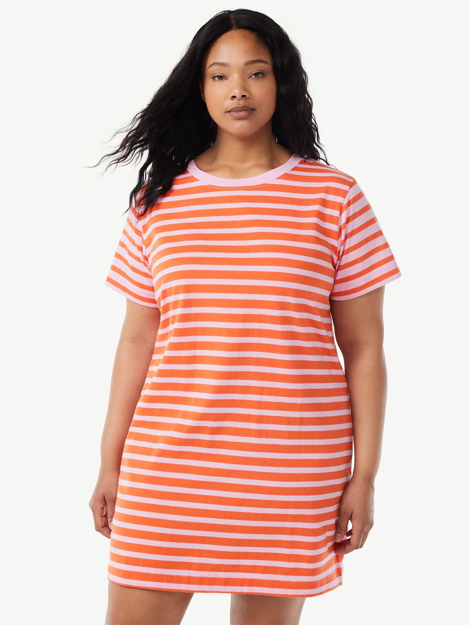 Free Assembly Women's Mini T-Shirt Dress with Short Sleeves | Walmart (US)