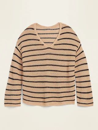 Slouchy Crochet V-Neck Sweater for Women | Old Navy (US)