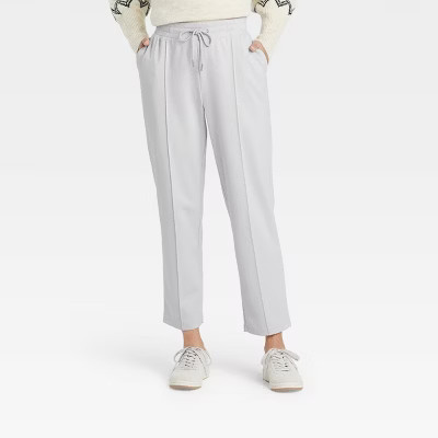 Women's High-Rise Knit Drawstring Pull-On Pants - A New Day™ Heather Gray | Target