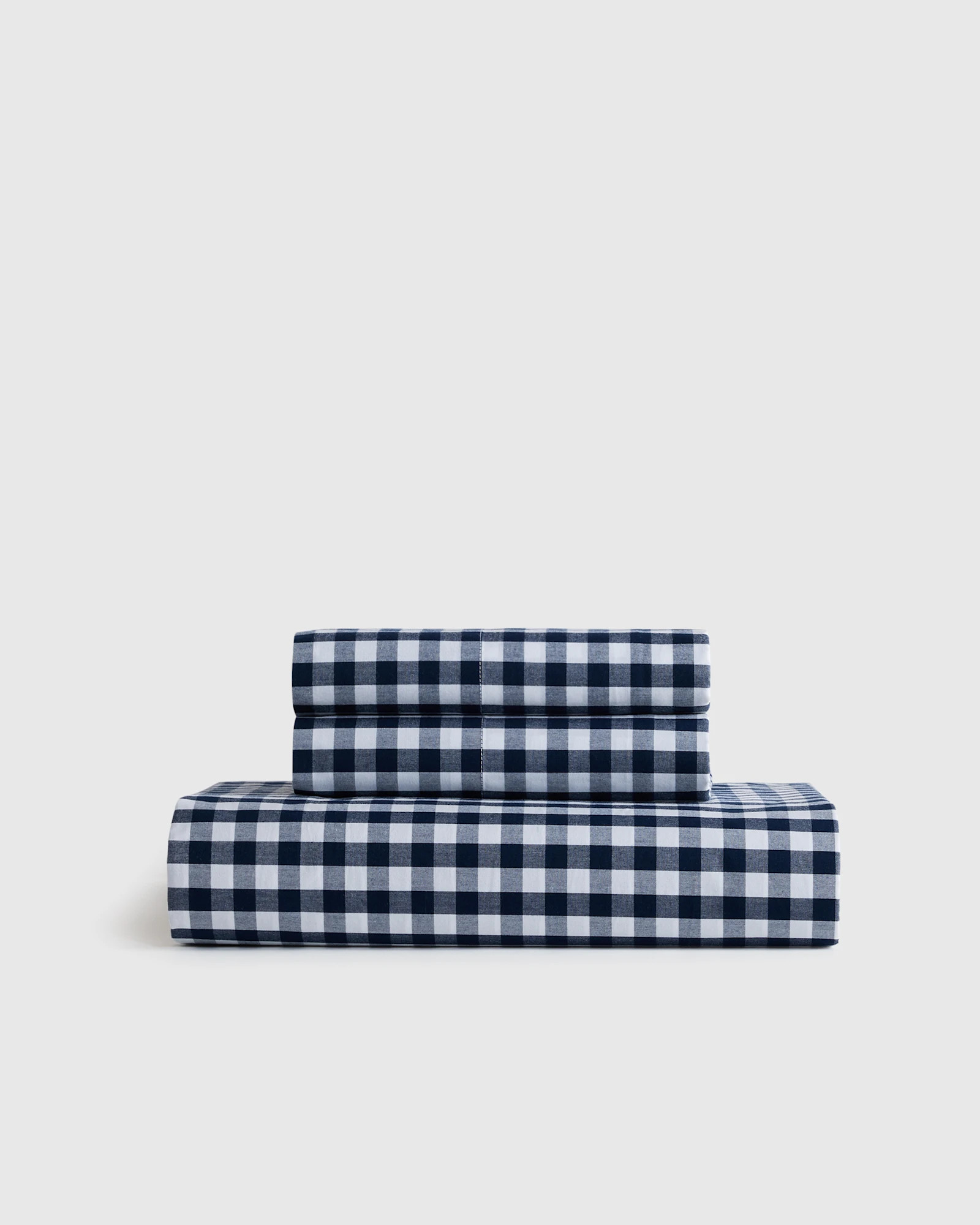 Organic Crisp Percale Gingham Fitted Sheet Set | Quince