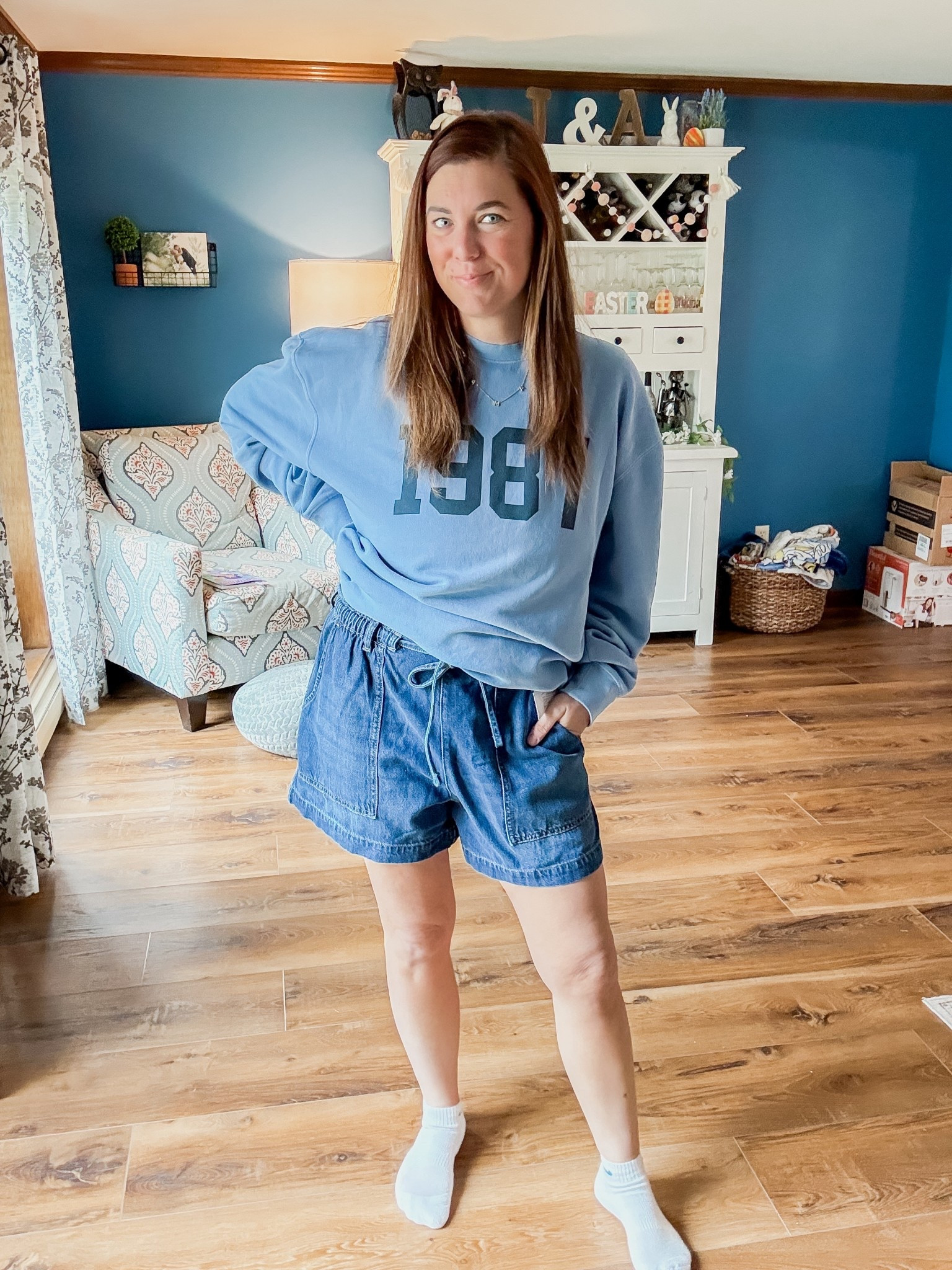 Summer denim that you can pull on & tie! Wearing size large

#LTKootd #LTKMidsize #LTKSaleAlert