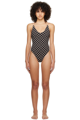 Black Monogram Swimsuit | SSENSE