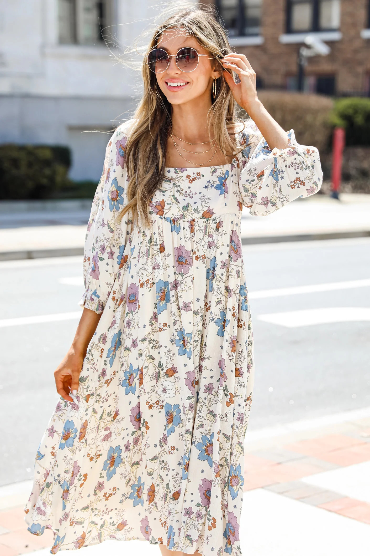 Delicate Dream Floral Midi Dress | Dress Up