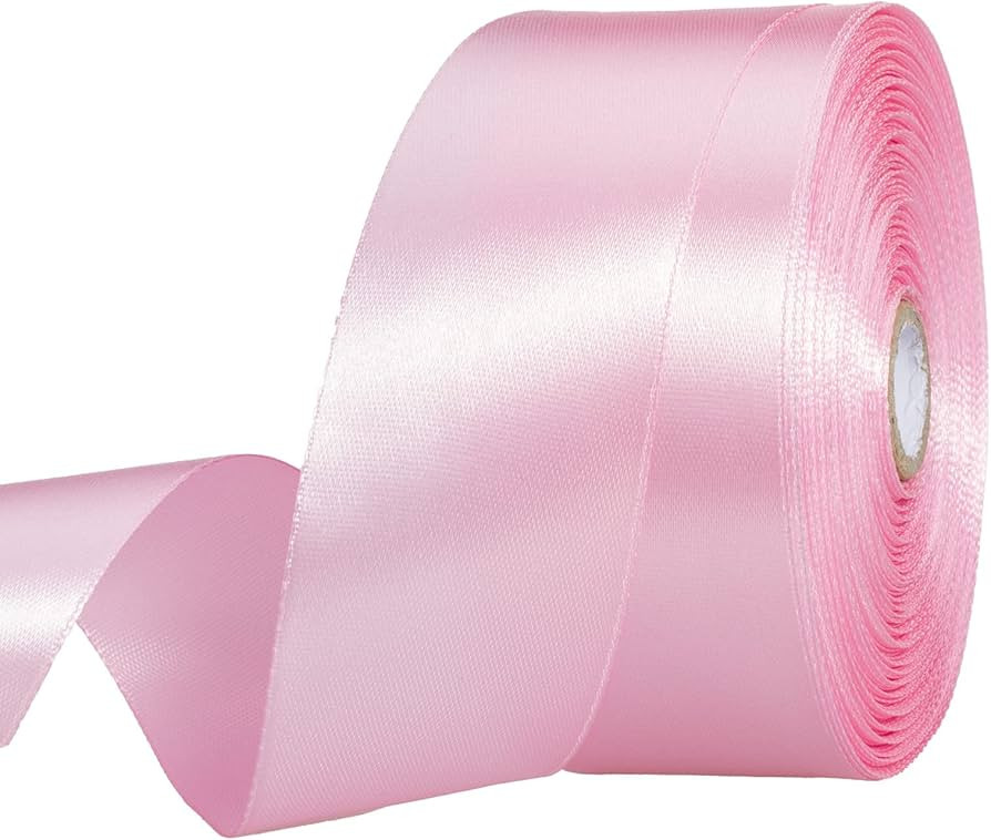 1 1/2 Inch Pink Solid Satin Ribbon, 50 Yards Craft Fabric Ribbon for Gift Wrapping Floral Bouquet... | Amazon (US)