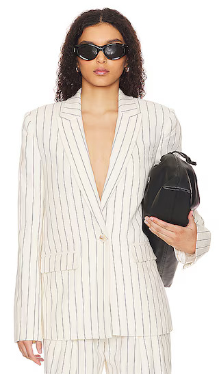 x REVOLVE Celia Oversized Blazer in Cream & Indigo | Revolve Clothing (Global)