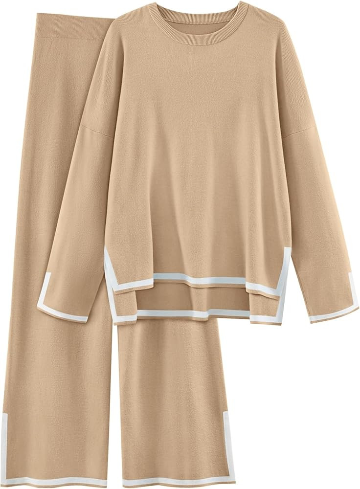 LILLUSORY Women 2 Piece Lounge Set Outfits Tracksuits Sweatsuits Long Sleeve Sweater Tops Wide Le... | Amazon (US)