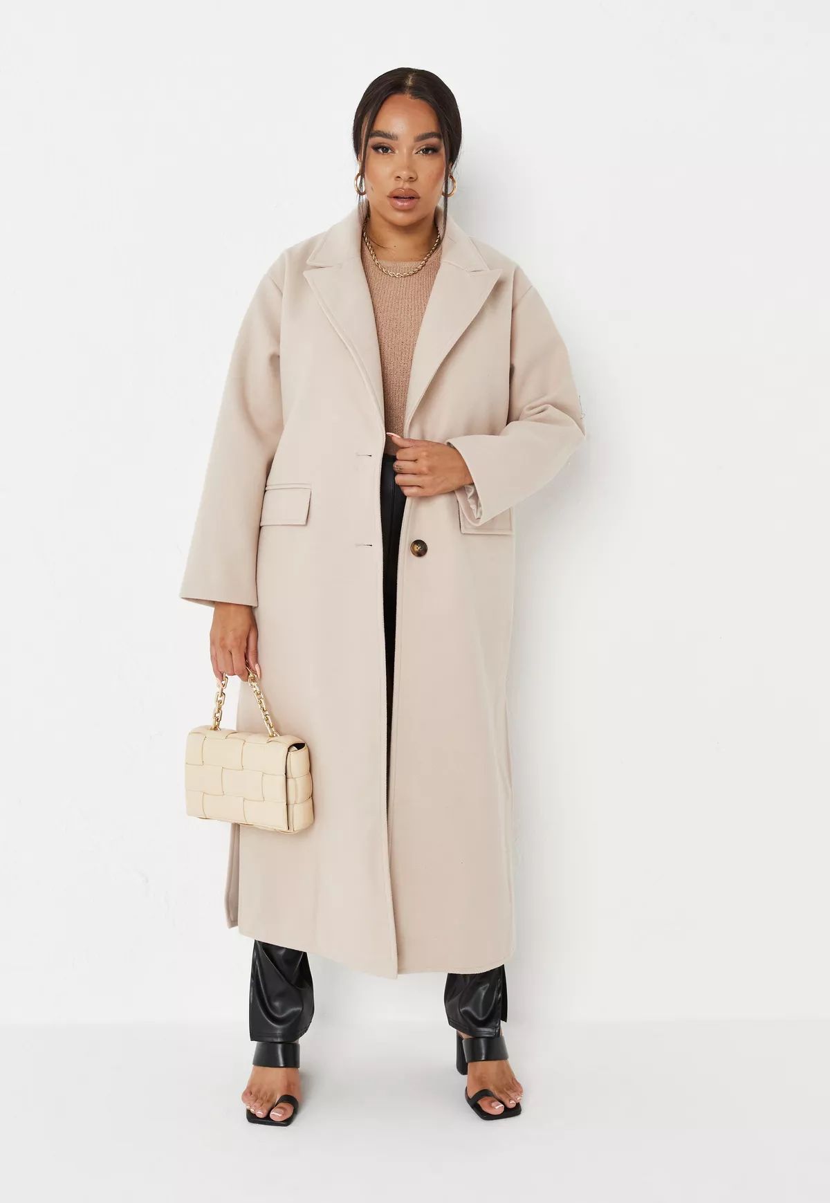 Missguided - Plus Size Camel Side Split Formal Midaxi Coat | Missguided (US & CA)