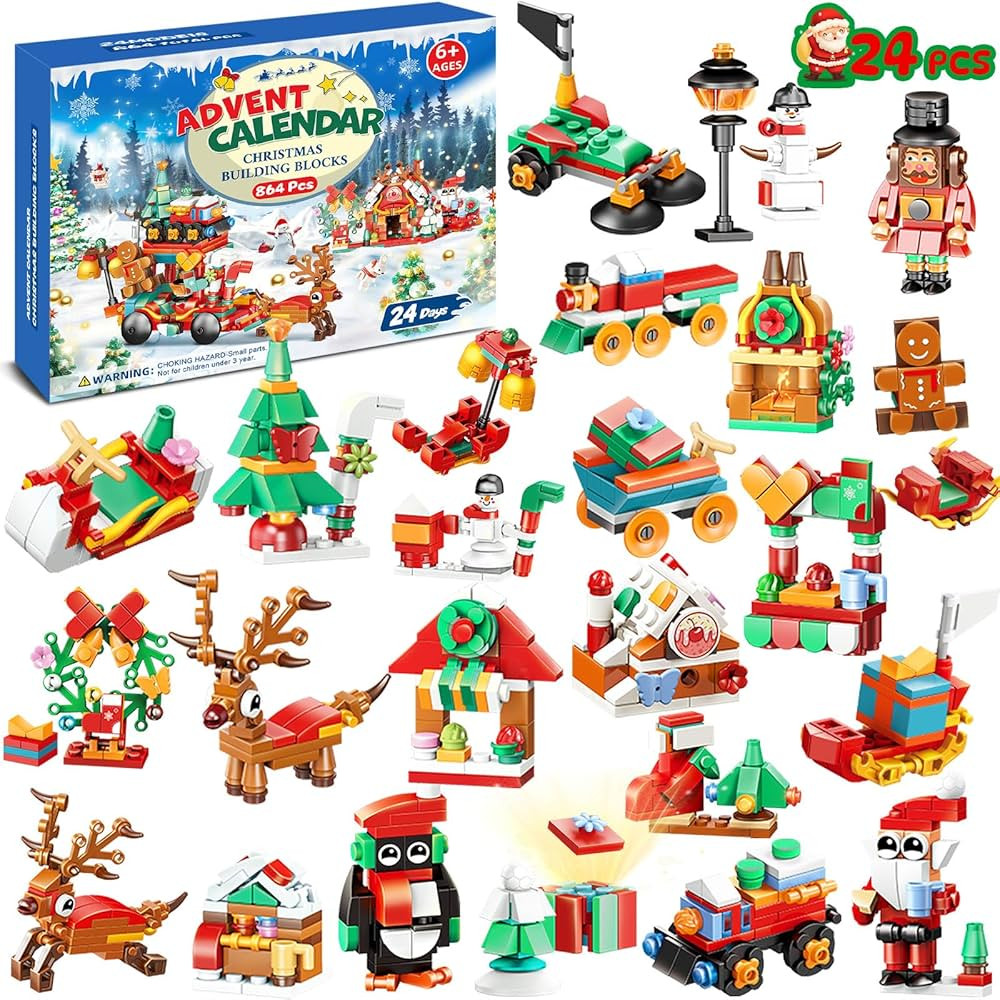 Advent Calendar 2024 Kids: 12 In 1 Christmas Building Block Sets - 24 Days of Christmas Countdown... | Amazon (US)