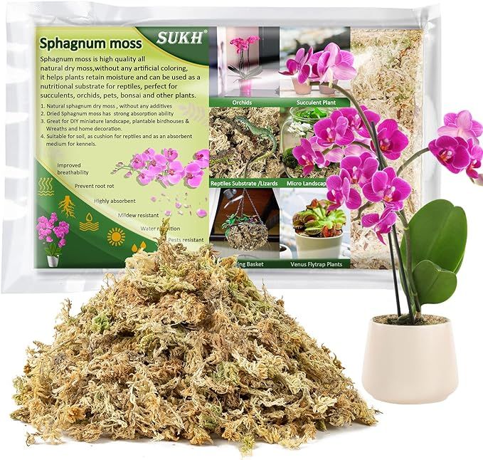 Sukh 5oz Sphagnum Moss for Plants - Sphagnum Peat Moss Natural Long Fibered Dried Moss Potting fo... | Amazon (US)