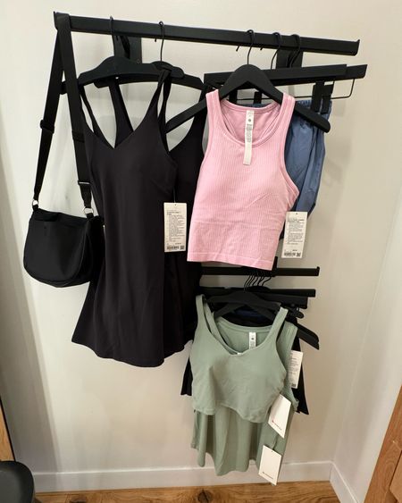 Picks from my try on at lululemon this weekend! I had the morning off as mom so I took myself to lulu to try on some items I’ve been eyeing. 

I don’t know about yall but I’m never sure my size there so I thought I’d share what fit best in each item for me to help you with shopping. For reference I’m 5’5” 125lbs and generally wear a 25 pants and xs/sm tops.

🖤Lululemon Align dress: looooved and bought this one. It is more pricey than some of the other LBD athletic dresses I’ve tried on BUT you can go potty without taking off the whole dress. And as a mom, that sold it for me. Wear a 6 in this dress.

🖤 Lululemon Align Tank: Recommend sizing up. I took at 8 and I’m small chested. 

🖤Lululemon HR Hottie Shorts: I took a 4 and totally digging the pastel blues and greens this season. 

🖤Ebb Cross Racer back tank. I took a 6. Loved the ribbing. Would make a great basic in white and black. 

🖤I also tried on the dance studio HR short. These are great if you want an easy pull on short that’s an appropriate mom length. 

🖤 Lastly I tried on the pleated tennis skirt in black. I took a 6. It felt to short as the pleating came above the biker under pants for me so I passed. 

What are your lulu faves 