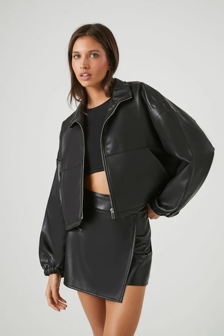 Faux Leather Zip-Up Jacket | Forever 21 | Forever 21 (US)