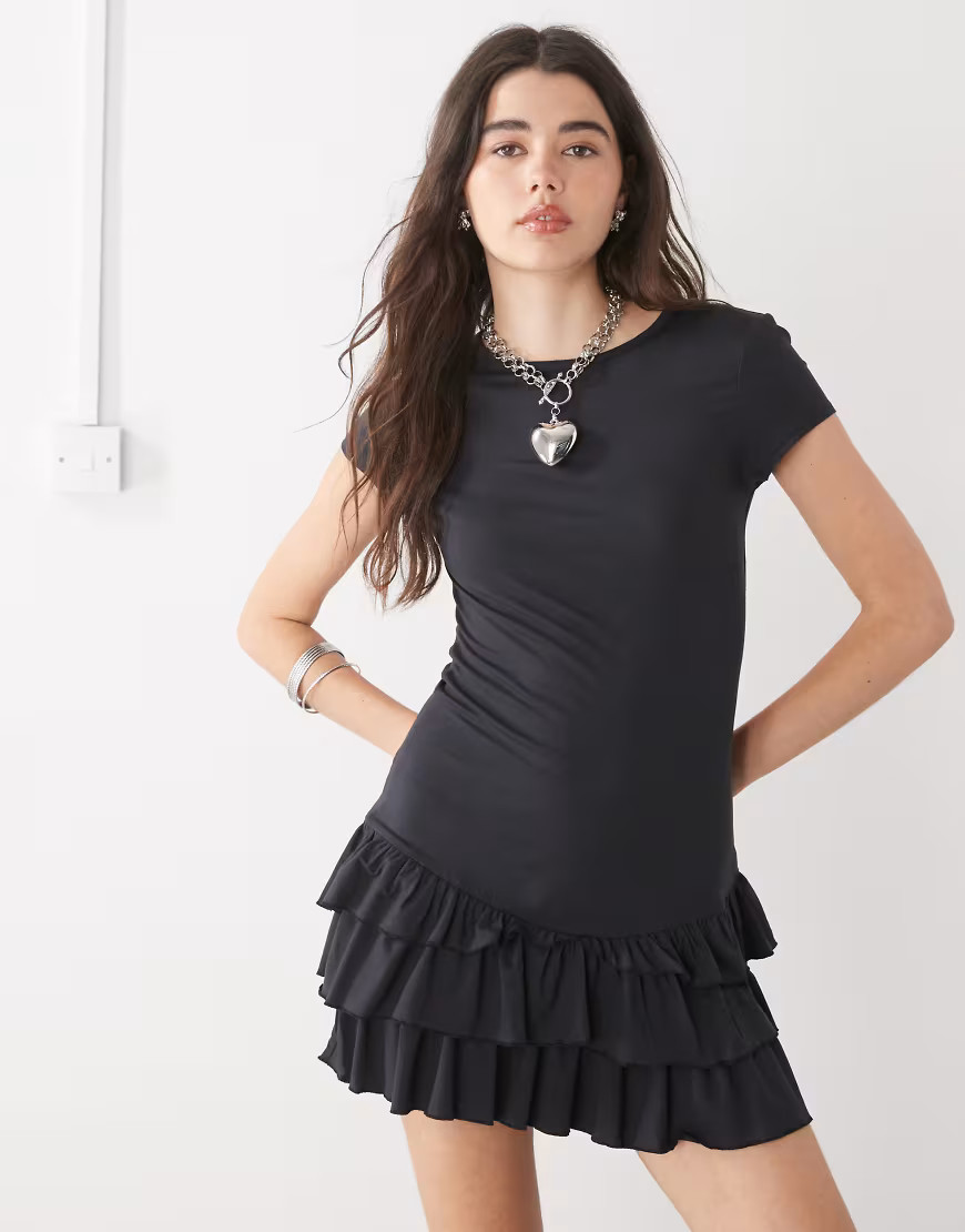 COLLUSION ruffle mini dress in black | ASOS (Global)