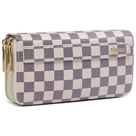 Daisy Rose Dual Zip Wallet-RFID Checkered Hand Strap Clutch- PU Vegan Leather | Walmart (US)