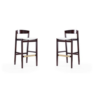 Set of 2 Klismos Upholstered Beech Wood Barstools Ivory - Manhattan Comfort: 30" Fixed Height, Foam Padded | Target
