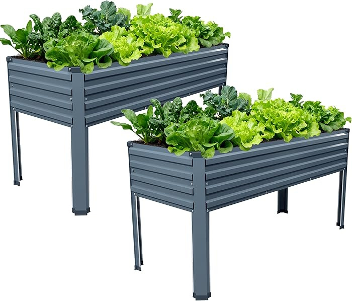 Vengarus Galvanized Raised Garden Bed Outdoor with Legs,48×18×30in Metal Elevated Raised Plante... | Amazon (US)