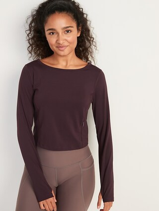 PowerSoft Long-Sleeve Cropped Performance Top for Women | Old Navy (CA)