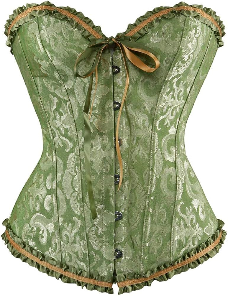 frawirshau Women's Lace Up Boned Overbust Corset Bustier Lingerie Bodyshaper Top | Amazon (US)