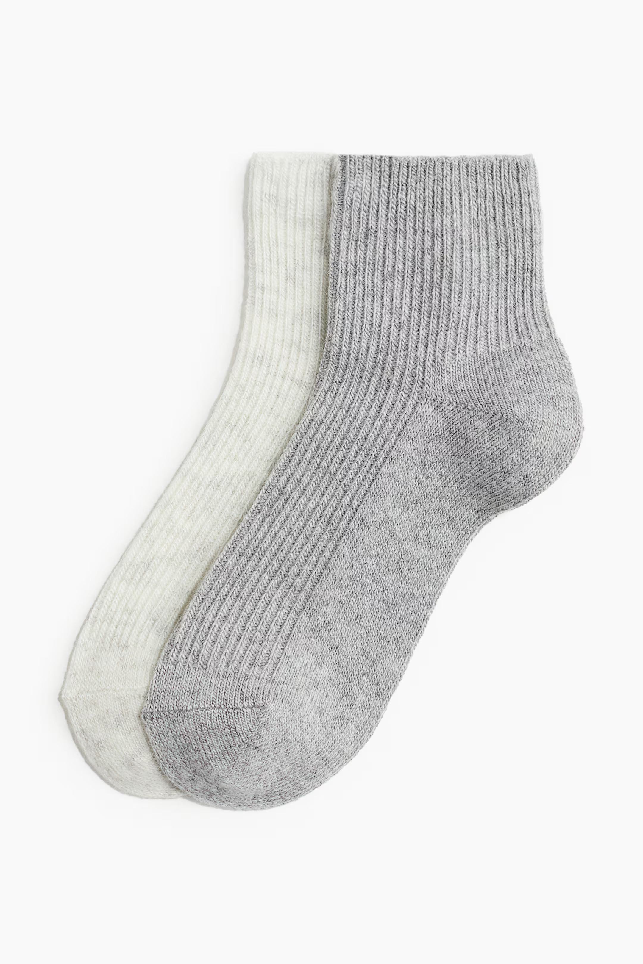 2-pack Wool-Blend Ankle Socks - Light grey marl - Ladies | H&M US | H&M (US + CA)