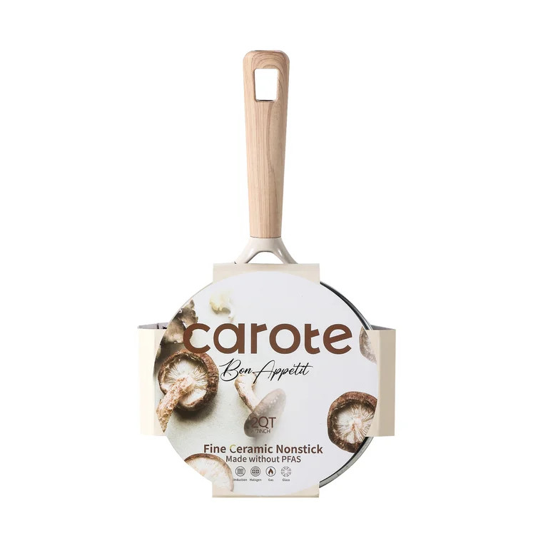 CAROTE Healthy Ceramic Sauce Pan 2qt Nonstick Pot with Cover 7" Induction Skillet Non Stick Sauce... | Walmart (US)