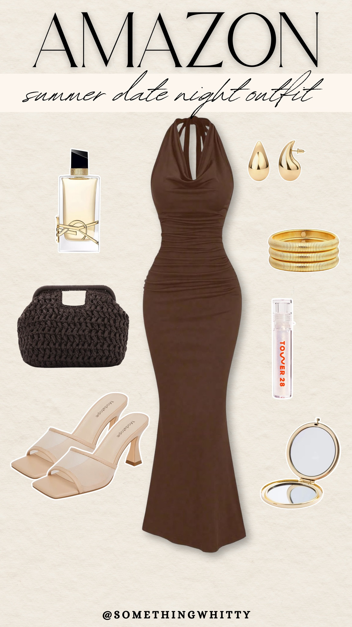 Chic summer date night look, featuring this gorgeous halter dress. Complete your outfit with these sandals and accessories! #datenight #summerfashion #amazonfinds #outfitinspo #fashion

#LTKootd #LTKSeasonal #LTKMidsize