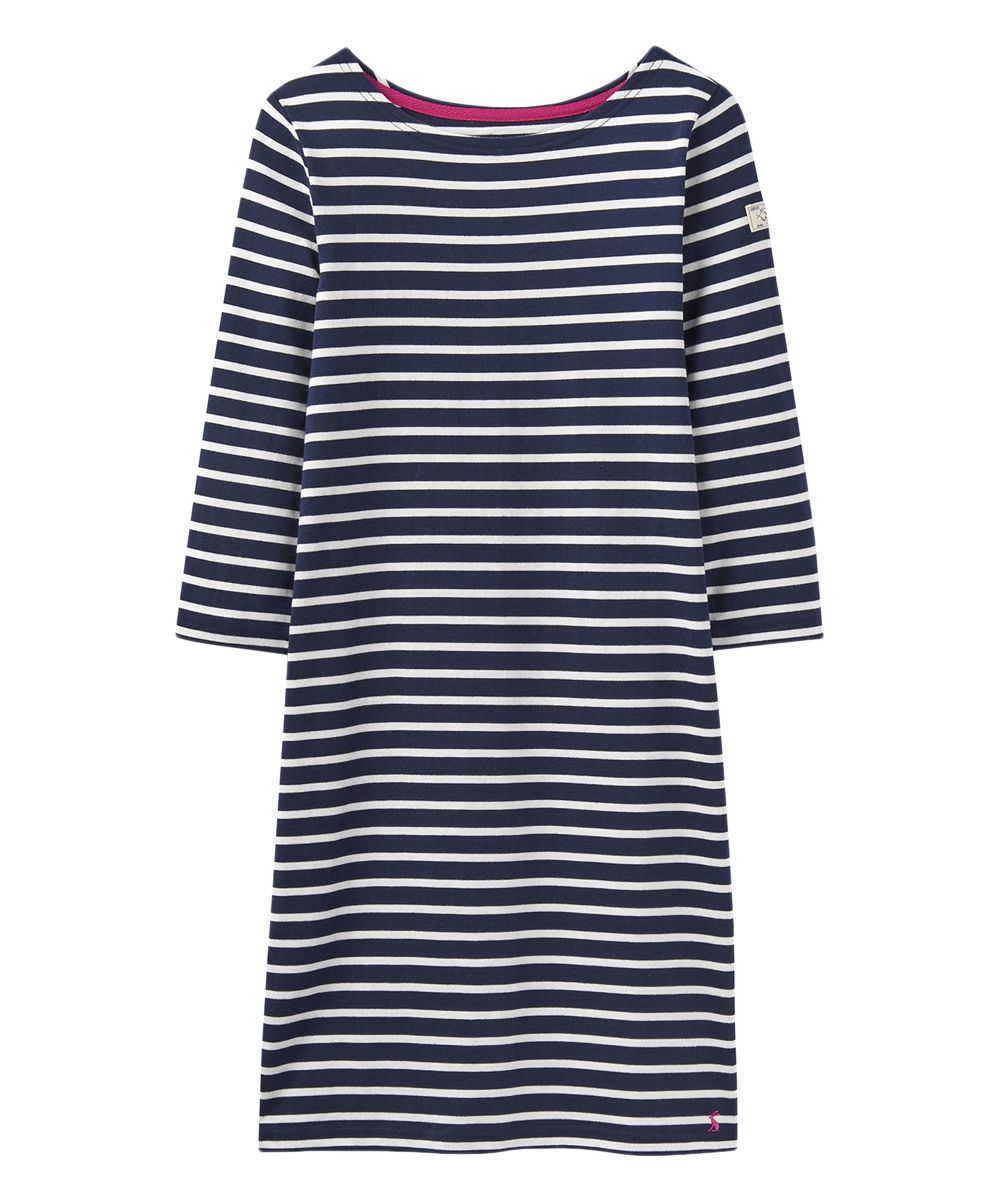 Joules Women's Casual Dresses HSTFNAV - Navy & Cream Stripe Riviera Three-Quarter Sleeve Shift Dress | Zulily