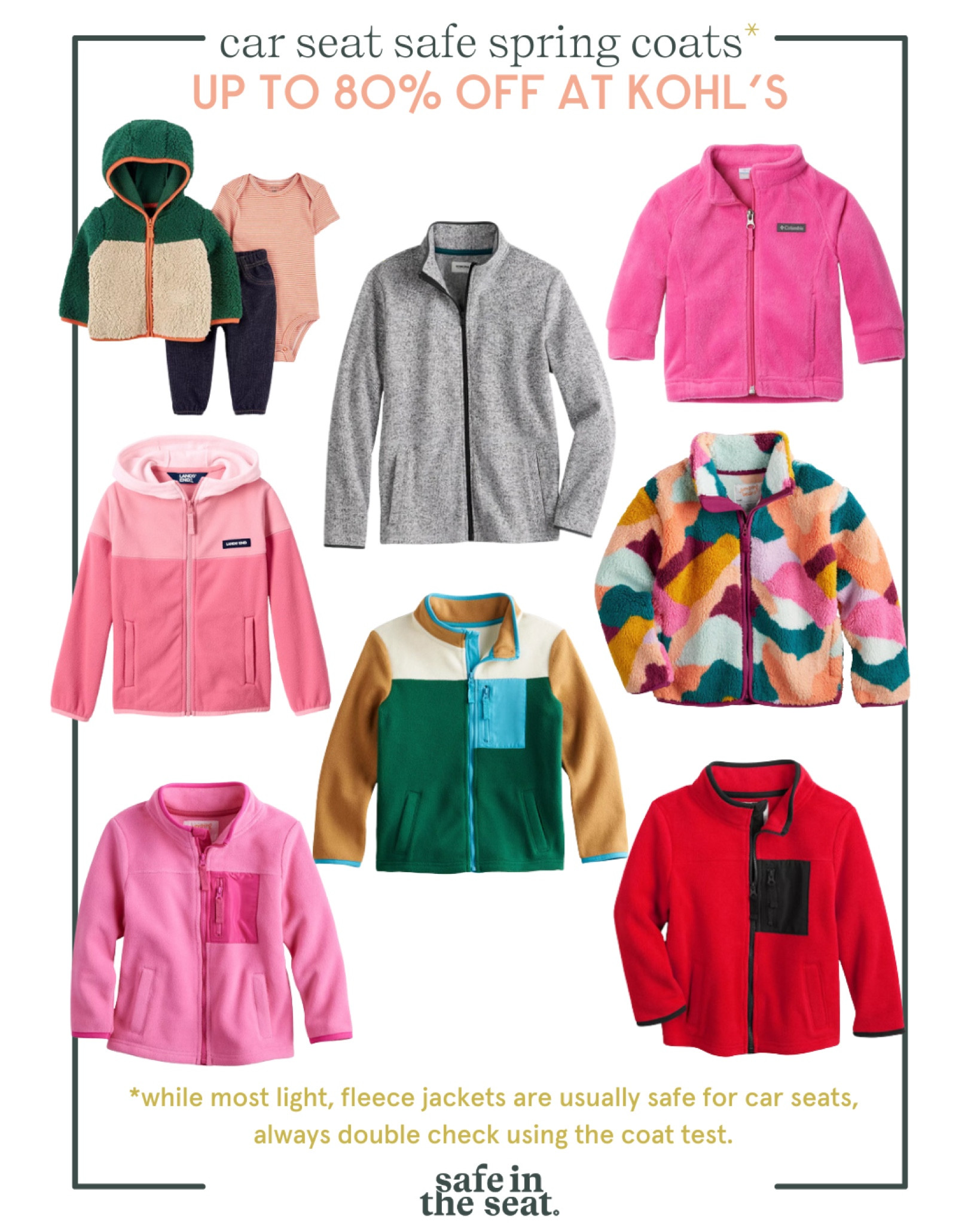Car seat safe coats and jackets on sale at Kohl’s!

Always double check if your kiddo’s jacket is safe for the car seat by doing the coat test. Check out our YouTube video here: 
https://youtu.be/M1mSxpOoBHM?si=k98djB2Ss9sq9YVi 
(Safe in the Seat Coat Test on YouTube)

Spring jackets | kids spring jackets | jackets on sale | kids sale | kids fashion for spring 

#LTKSpringSale #LTKsalealert #LTKkids