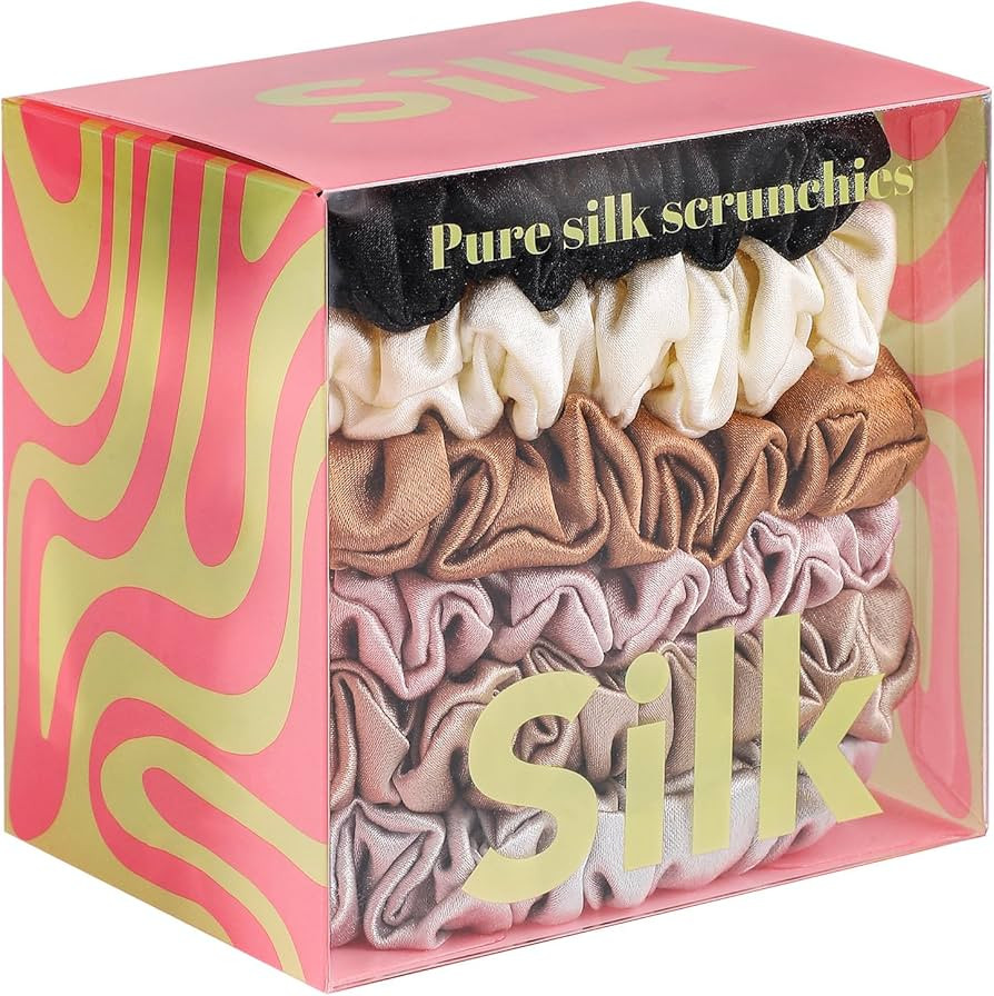 6 Pcs Mulberry Silk Hair Ties, Silk Scrunchies No Damage Small Silk Scrunchies Skinny Scrunchies ... | Amazon (US)